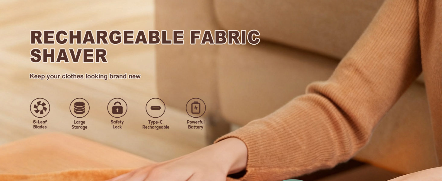 Електричний видалення ворсу для одягу та дому: USB-зарядка, 6-клинковий набір, для одягу, меблів, килимів