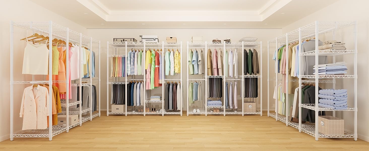 Відкритий шафа-система AQRA з регульованими полицями та штангами для одягу, чорний (193.5 x 43.5 x 195 см)