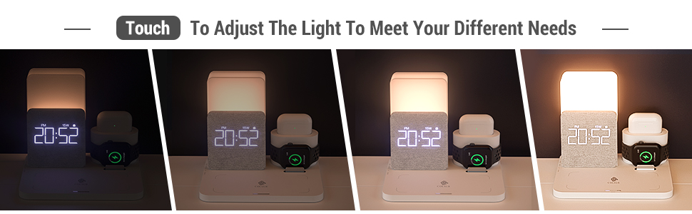 Бездротовий зарядний пристрій COLSUR 3 в 1: зарядка, нічник, будильник. Підтримка iPhone 16/15/14/13/12/11/X/8 Pro Max/Mini/Plus. Срібний колір