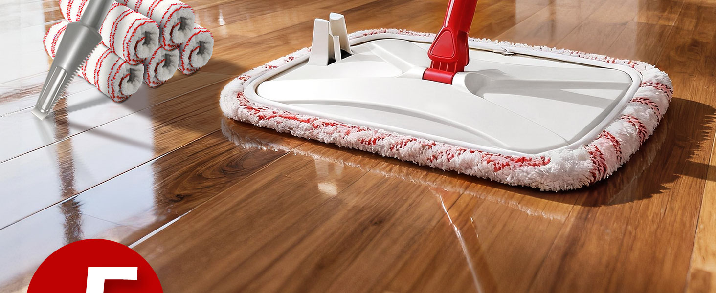 Набір для миття підлоги з відром, вичавлювач для підлоги, набір мопів 2 в 1 з регульованою ручкою з нержавіючої сталі та 6 мікрофібровими насадками, підходить для плитки та ламінату (Wischmopp Groβ)