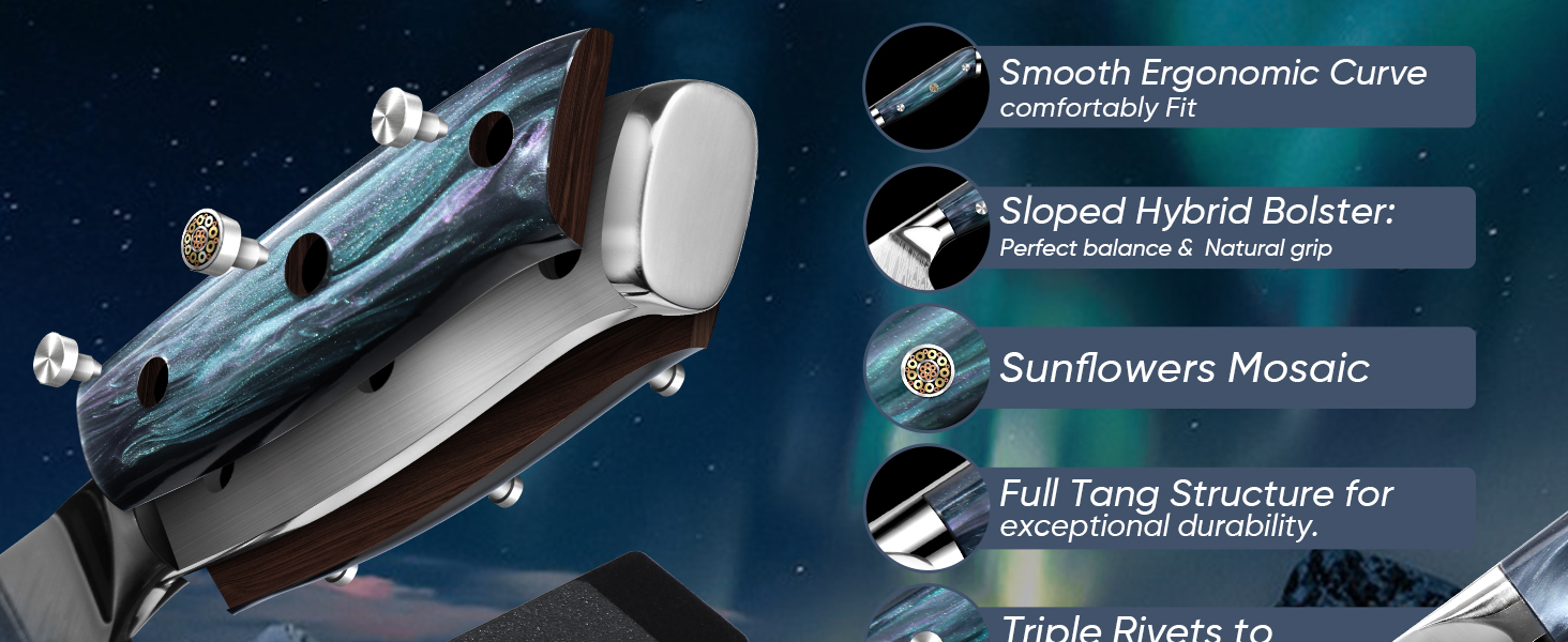 Професійний кухонний ніж Dragon Riot з ручкою з епоксидної смоли, гострі кухонні ножі шеф-кухаря з піхвою (кухонний ніж)