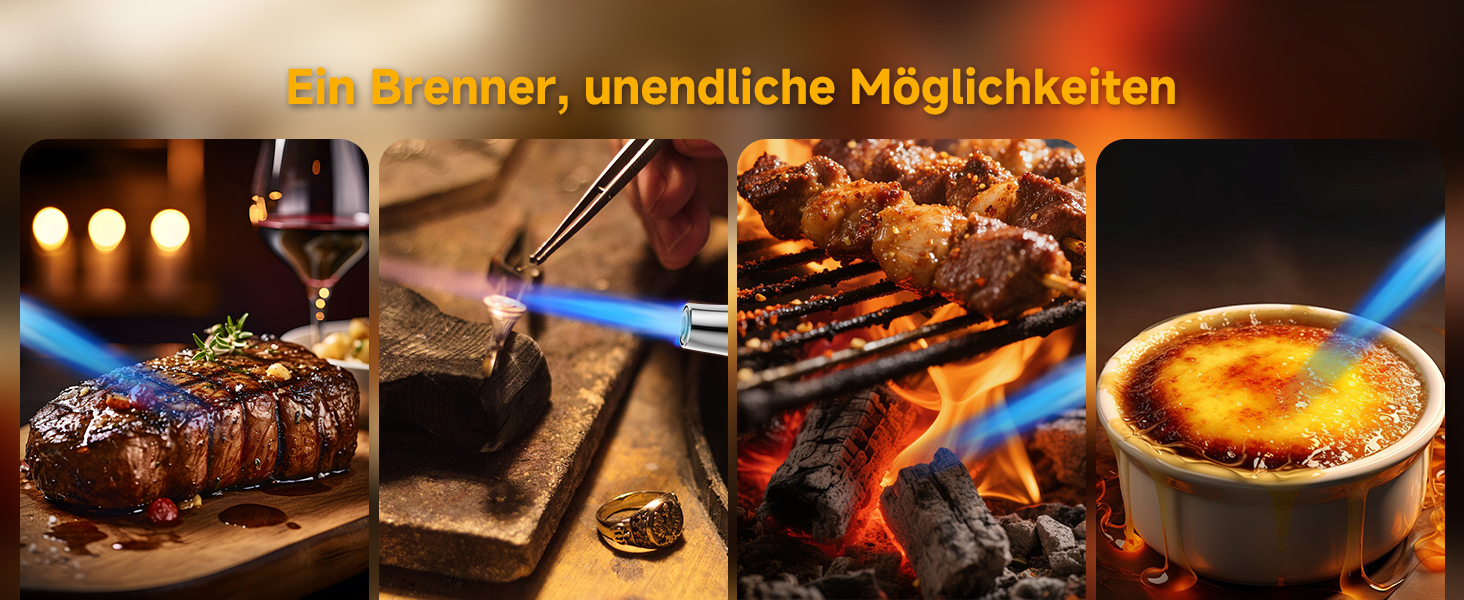 Кулінарний пальник Ankway для карамелізації та фламбування, газовий пальник для Крем-брюле з замком безпеки, регульований, сріблястий (бутан не входить)