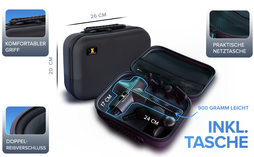 Масажер для м'язів Heldenwerk: 7 насадок, 30 швидкостей, USB-C, нагрівання | Масажна пістолета, масажер для тіла