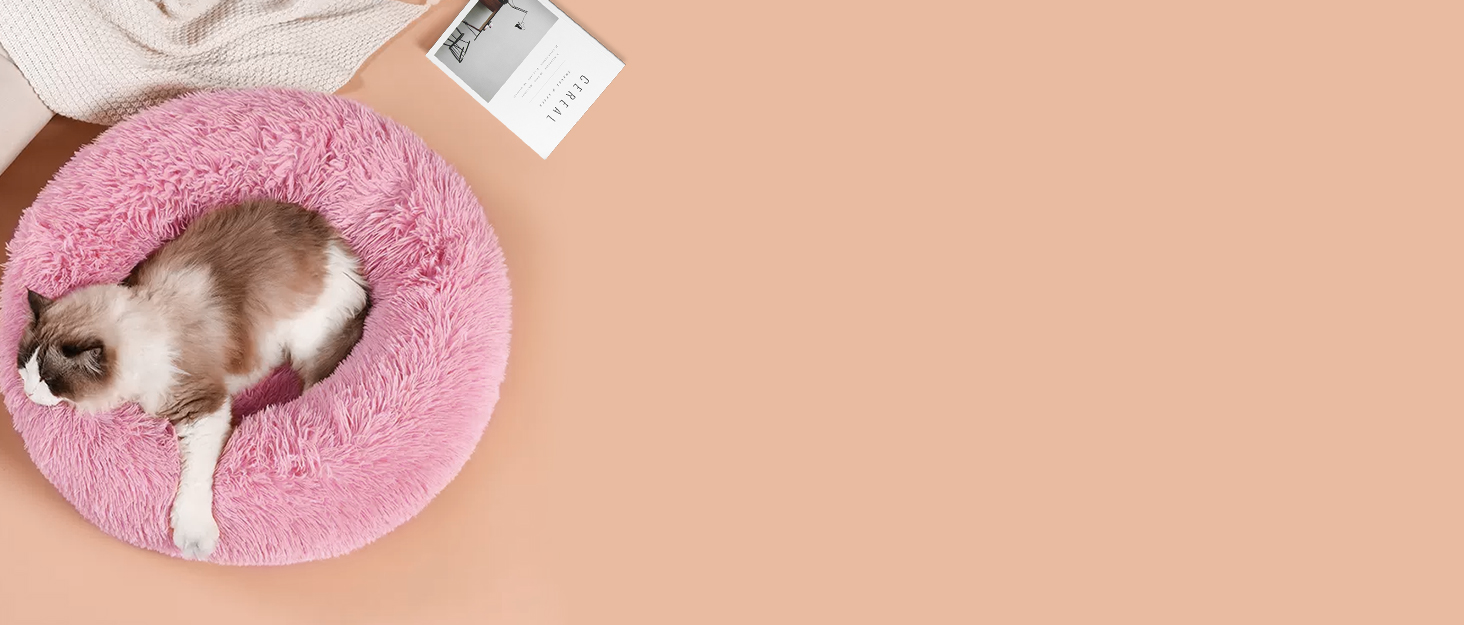 М'яке кругле ліжко для собак та котів, 50 см, рожеве. Легко миється, не слизьке, розмір L 50x50x20 см