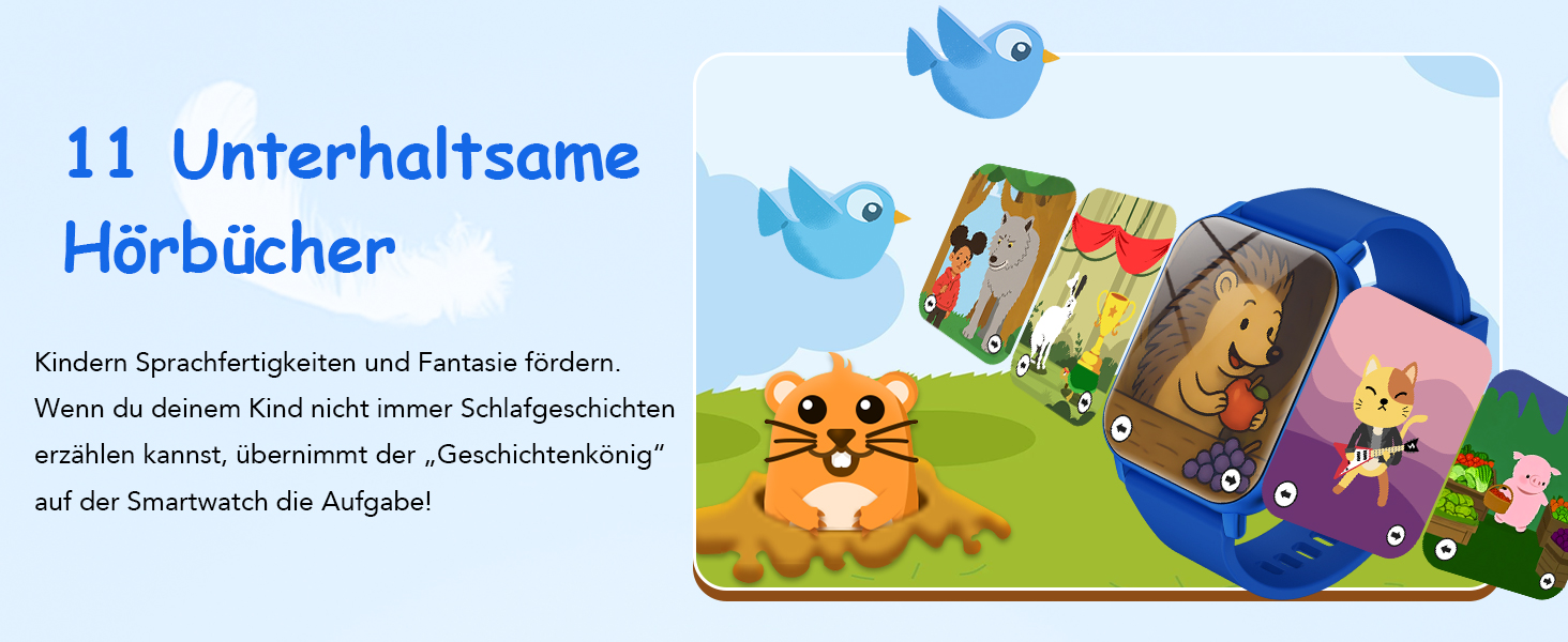 Смарт-годинник для дітей 1.8' з IP68, шагомір, монітор серцевого ритму та сну, активність 24/7, для iOS та Android, Deep Blue