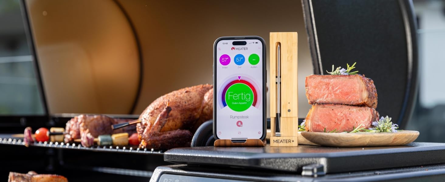 MEATER Plus — бездротовий смарт-термометр для м'яса з Bluetooth 50 м, для духовки, гриля, сковорідки та ростера, керування через додаток українською