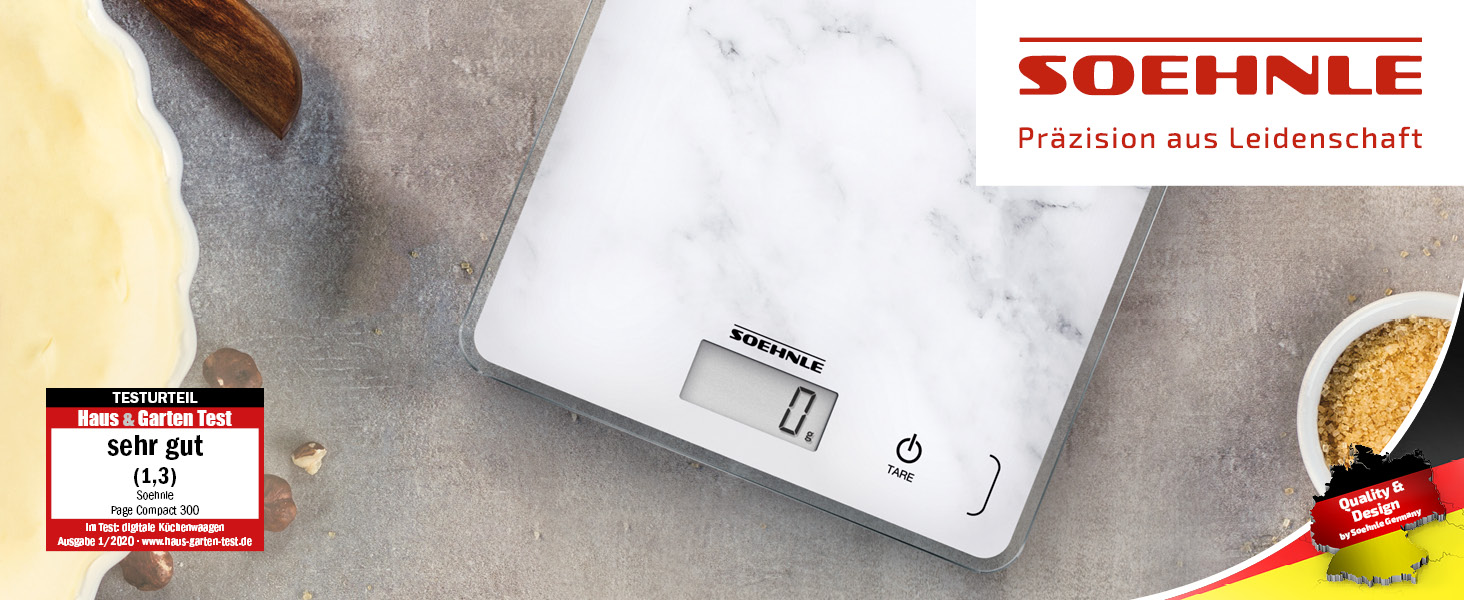 Кухонні ваги Soehnle Page Compact білі, цифрові, до 5 кг, LCD-дисплей, функція тарування