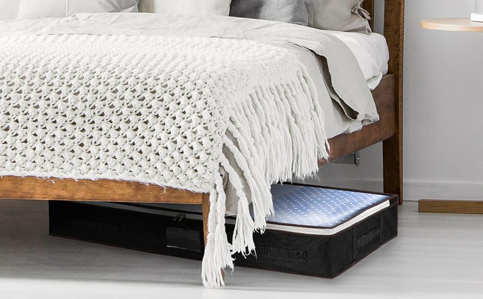 4 шт. Органайзери для зберігання під ліжком з кришкою, тканинні, чорні