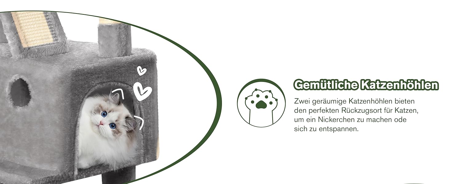 Котячий будиночок MUTICOR - великий когтетоп з будиночком, 206 см, сірий