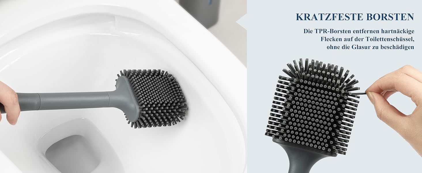 MR.SIGA Набір для туалету: щітка та тримач, кріплення на стіну без свердління, сірий