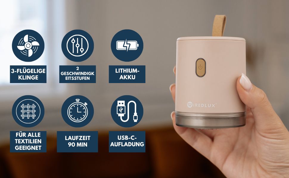 Електричний видалення ворсу з одягу - компактний та портативний пристрій для видалення ворсу з тканини, USB-зарядка, подвійний захист, рожевий (Kyoto-rosa)