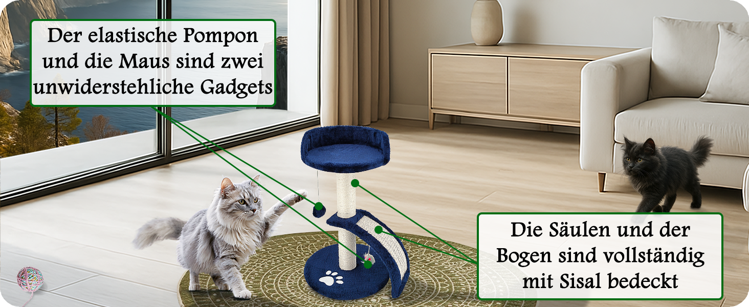 Дерев'яний кігтеточний комплекс Beltom® Kratzbaum 54 см, рожево-білий (блакитний)