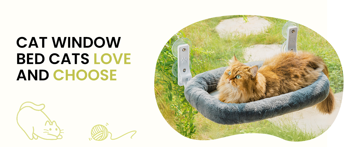 MEWOOFUN Large Cat Hammock Window with Removable Thick Cover - Foldable, Stable, 4 Strong Suction Cups, Holds 18kg (White, M)