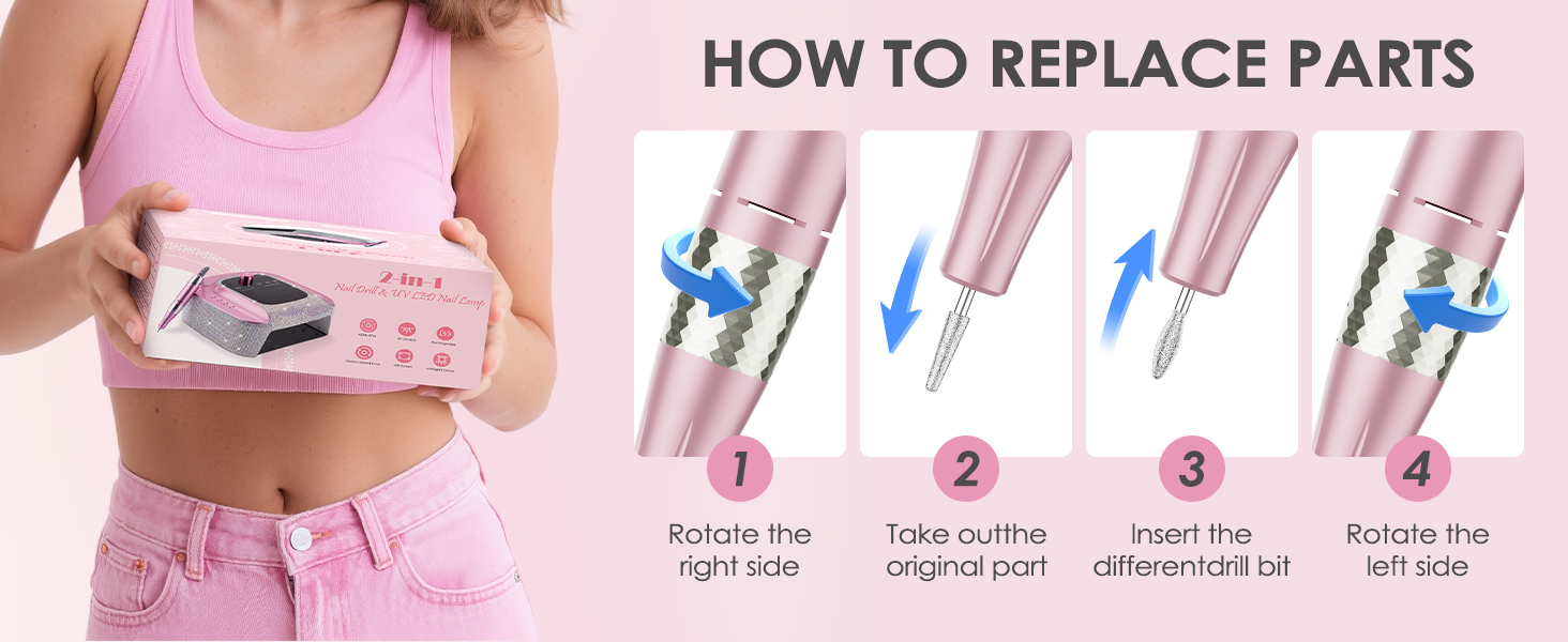 Професійний набір для манікюру 2-в-1: фрезер та UV-лампа, 45000 RPM, для дому та салонів