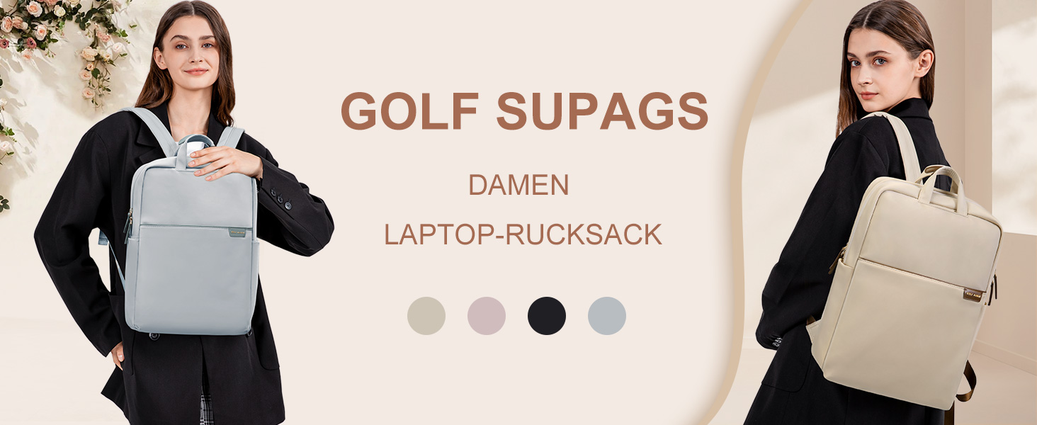 Рюкзак GOLF SUPAGS для ноутбука 17'' жіночий та чоловічий, міський, дорожній, для ручної поклажі, бізнес та офіс, з відділенням для ноутбука, абрикосовий колір