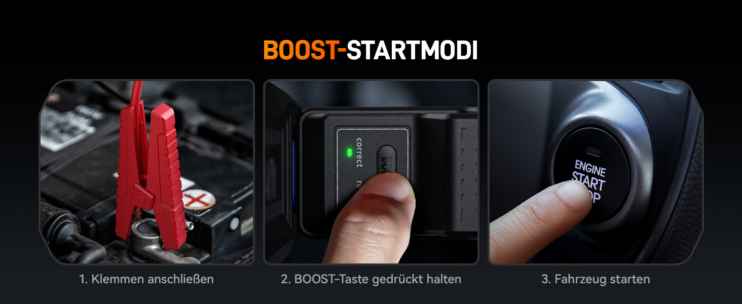 WOLFBOX 4000A Пускозарядний пристрій з компресором 160PSI, 12V, 65W, 88.8Wh, для бензинових/дизельних двигунів 10L, LED-ліхтар, кабелі, 4000A