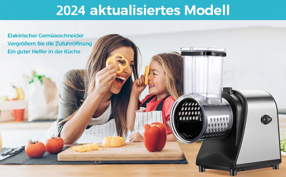 Електричний овочевий слайсер COOCHEER з нержавіючої сталі, тертка для сиру та овочів, багатофункціональний подрібнювач з 5 лезами для картоплі, моркви, цибулі