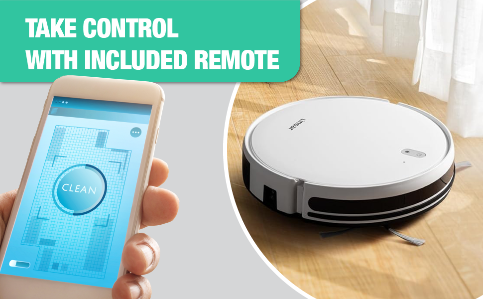 Робот-пилосос з функцією миття - 3 в 1. З пультом дистанційного керування, акумулятор 120 хв, для твердих підлог, килимів, шерсті тварин. Чорний.