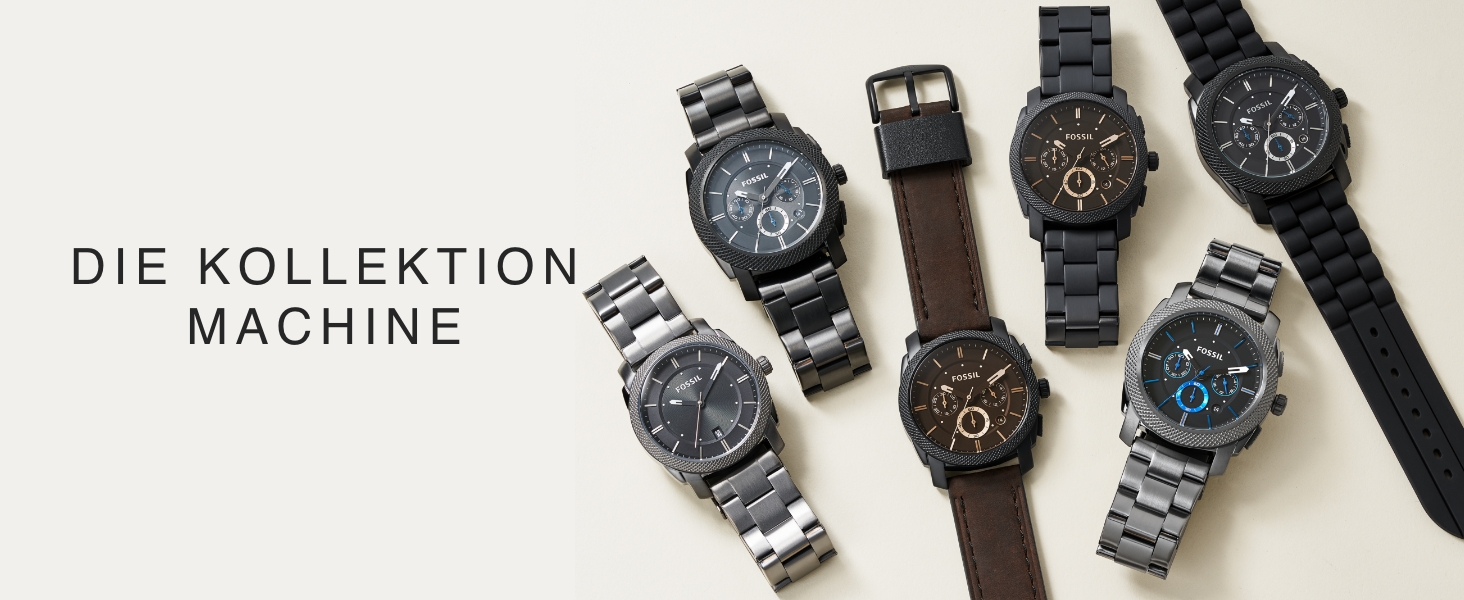 Годинник Fossil Machine для чоловіків: кварцовий, з датою, 42 мм, коричневий (з нержавіючої сталі або шкіряним ремінцем)