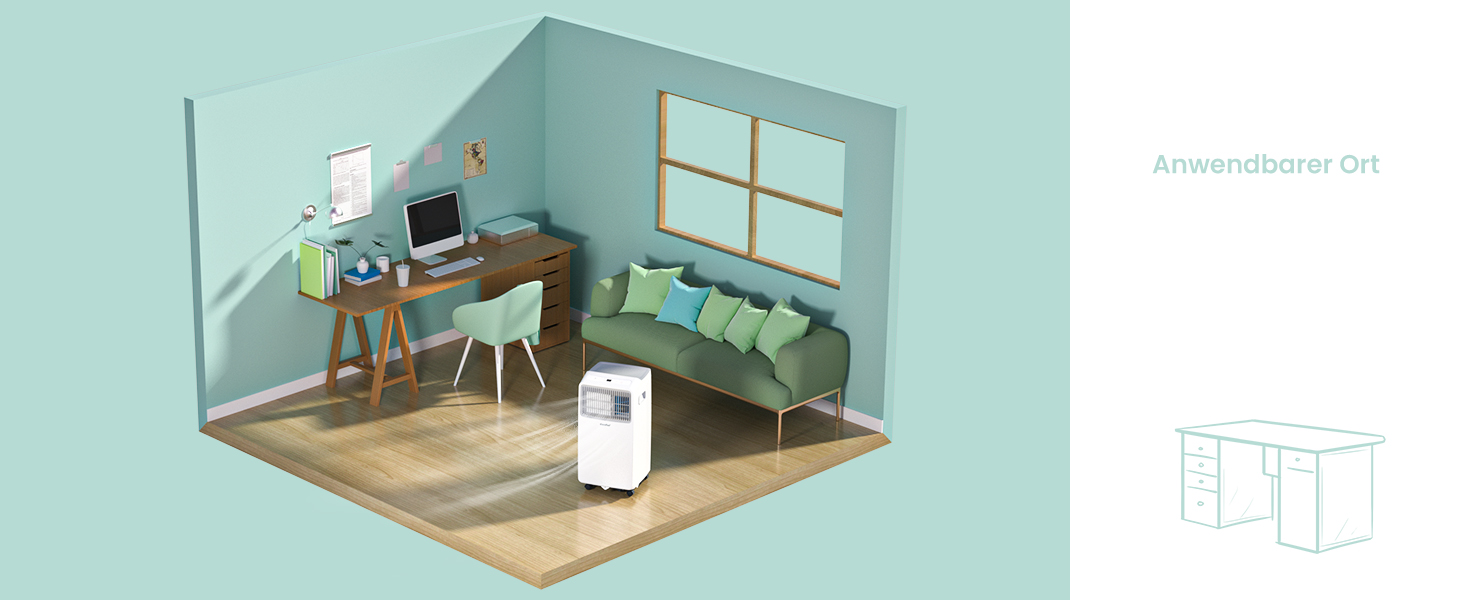 Мобільний кондиціонер Comfee MPPHA-07CRN7, 7000 BTU (2,0kW) - охолодження, вентиляція, осушення, до 68 м³