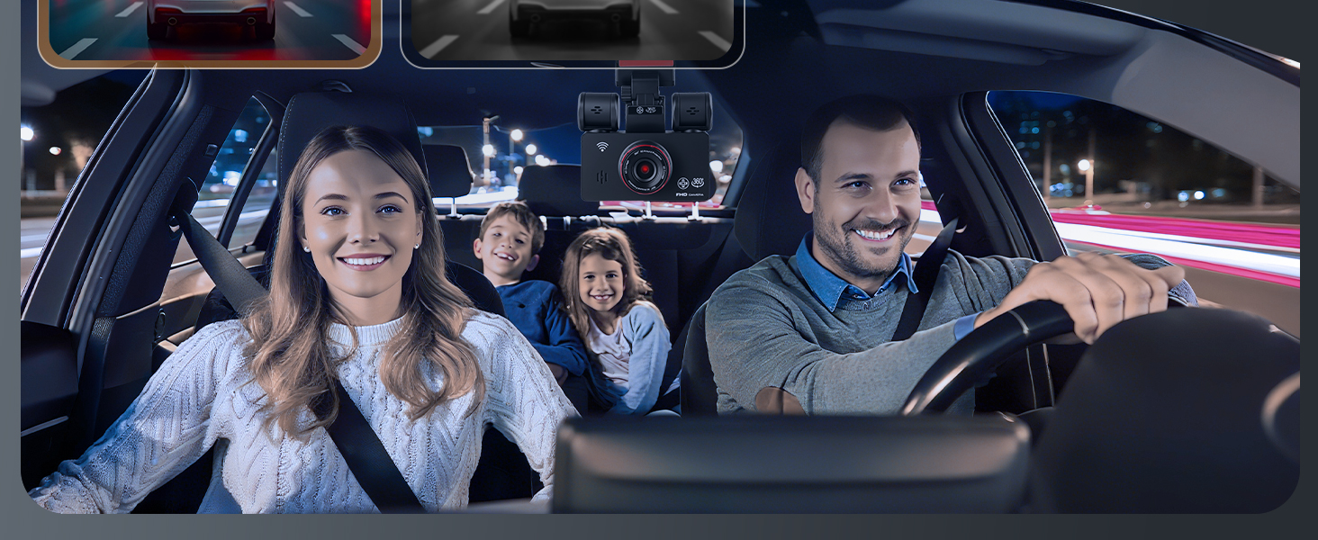 Автомобільний відеореєстратор 360° 4K/FHD 1080P (4 канали: передній, задній, лівий, правий) з ІК-нічним баченням, G-сенсором, моніторингом паркування 24г та карткою пам'яті 64 ГБ, екран 3 дюйми