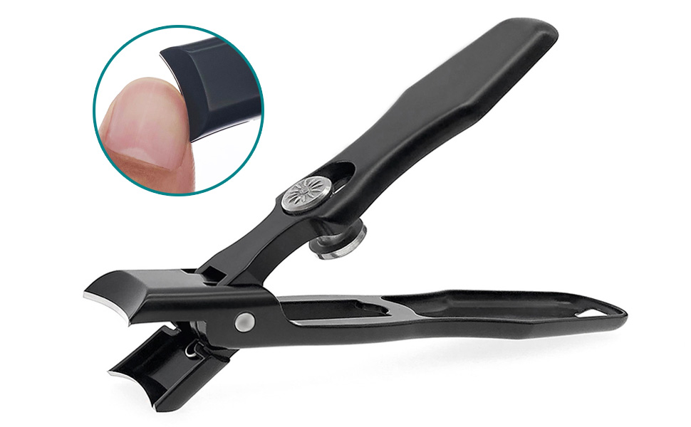 Кусачки для нігтів Zehennagelknipser для товстих нігтів з фіксатором, великим отвором та пилкою, для врослих нігтів, міцні, для дорослих та літніх людей (чорні)