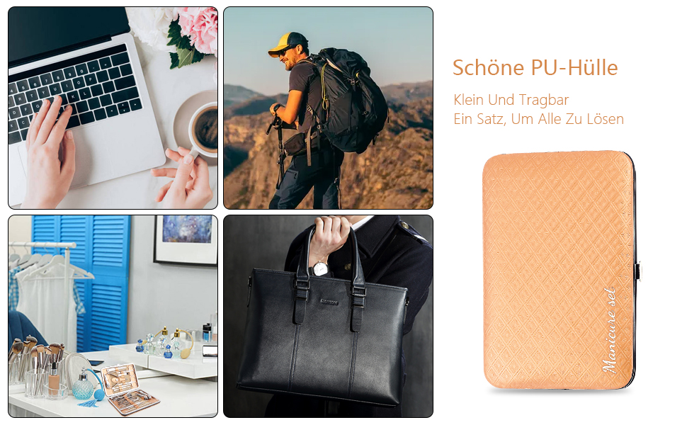 Набір для манікюру та педикюру 23 шт. Професійний набір для стрижки нігтів з нержавіючої сталі з дорожньою косметичкою з шкіри (Золото/Срібло)