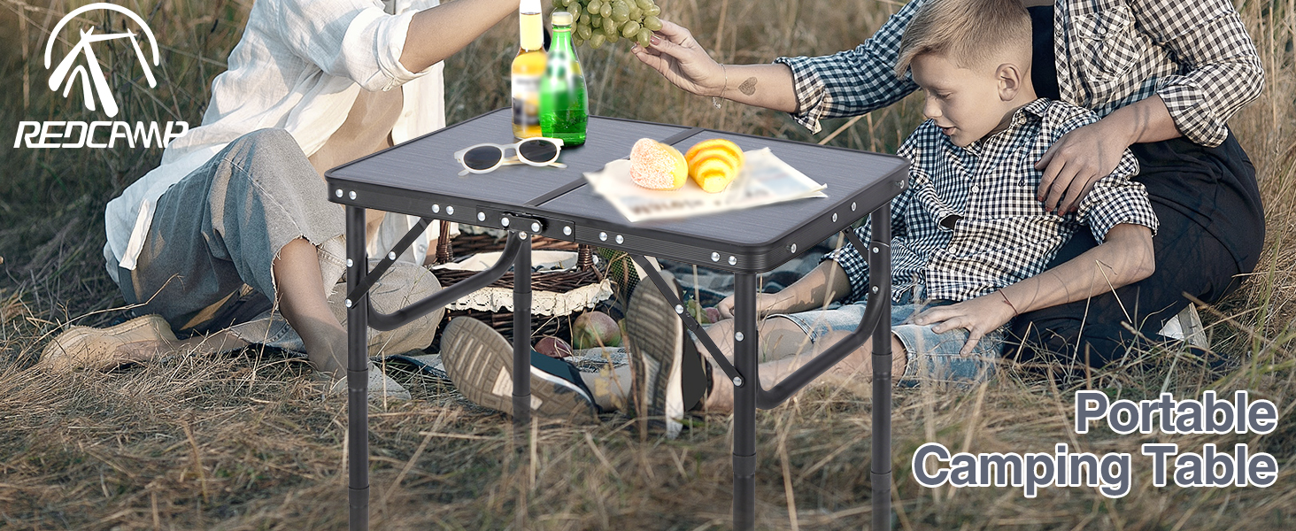 REDCAMP Складаний столик з регулюванням висоти, легкий портативний туристичний столик 60 x 40 см (4 рівня висоти) з сітчастою поверхнею, для дому та вулиці, балкона, ринку, кухні, темно-сірий, 60*40 см (4 рівня)