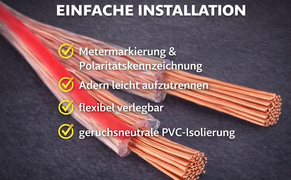 Акустичний кабель DCSk BLca 2x2,5 мм² 50м прозорий CCA для Hi-Fi, домашнього кінотеатру та підсилювачів - з маркуванням полярності
