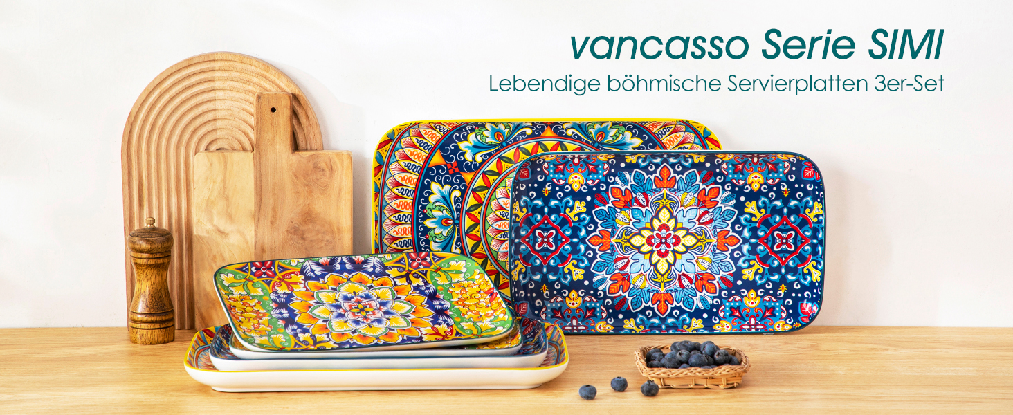 Набір сервіровочних тарілок Vancasso (3 шт.) з порцеляни: сервіровочні, десертні, сніданочні, для тортів