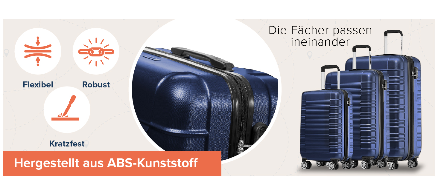 Набір валіз TRVLMORE 3 в 1: маленька, середня, велика, сірий колір. Валізи з твердим корпусом, 55x40x20 см (ручна поклажа).