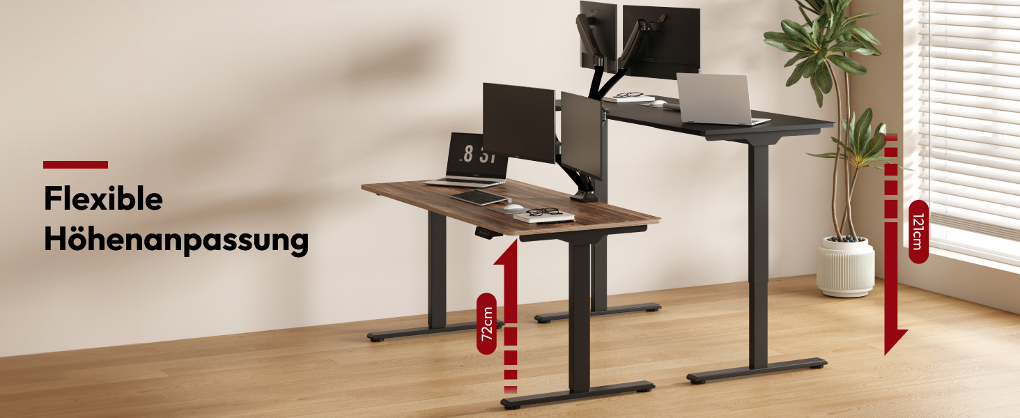 Стол підйомний електричний SANODESK 200x80 см з 2 моторами, пам'ять висоти, стабільний, чорний/коричневий