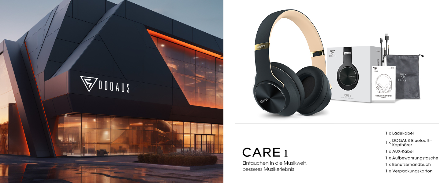 DOQAUS Bluetooth навушники Over-Ear з триманням заряду до 90 годин, 3 режими EQ, HiFi стерео, складні, з мікрофоном, м'які амбушури для подорожей/офісу/телефону/ПК/ноутбуків (Асфальтово-сірий)