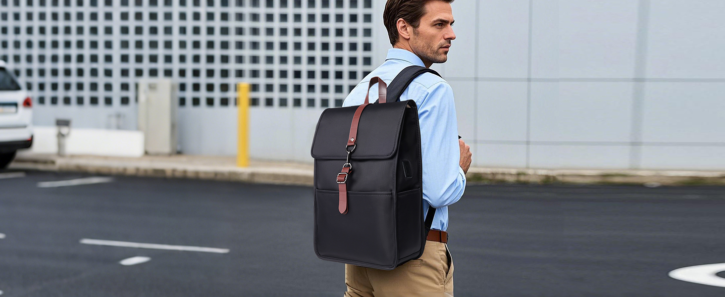 Рюкзак для ноутбука чоловічий/жіночий, 15.6 дюймів, з USB-портом, для подорожей, навчання, велосипеда (Чорний)