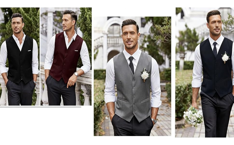 Чоловічий піджак-жилет Business Weste Slim Fit, чорний/сірий, великі розміри, V-подібний виріз, для офісу та роботи