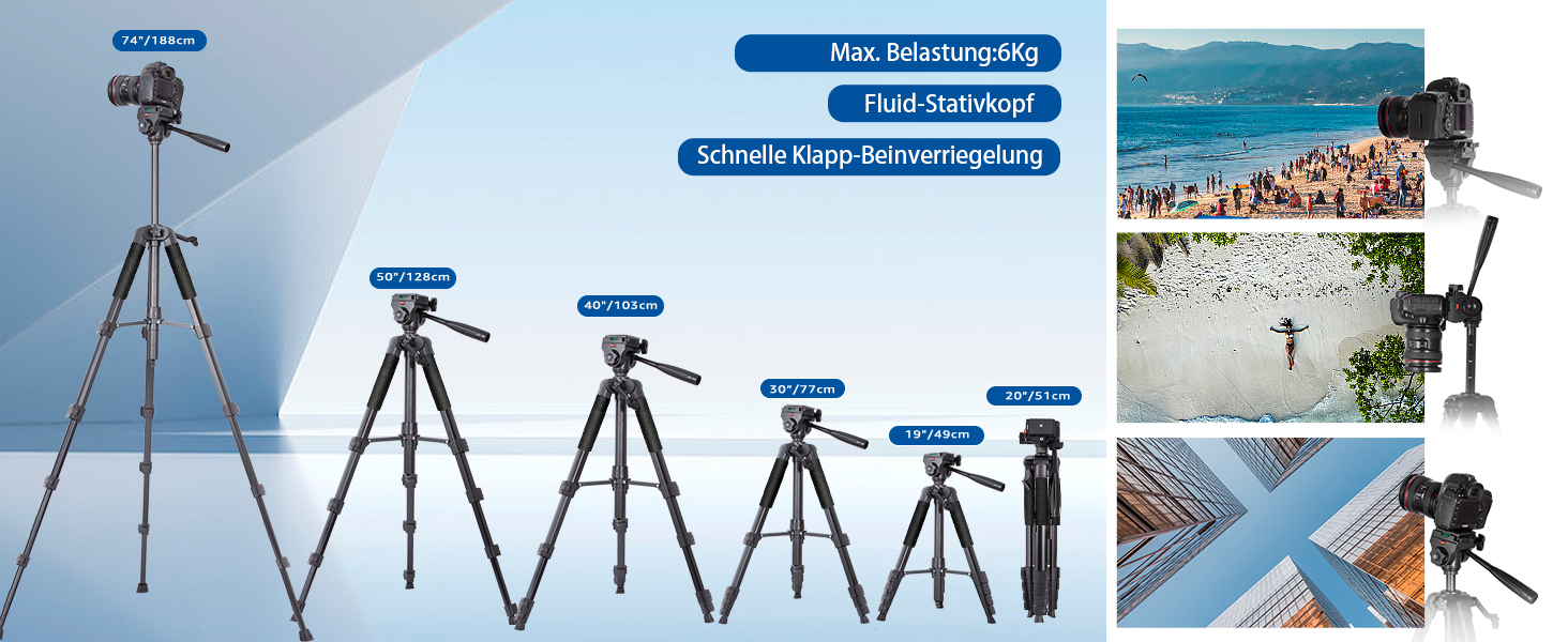 Штатив для камери Lusweimi 187 см з поворотним кріпленням 360° та 2 QR-пластинами, для Sony/Nikon/Canon, смартфонів, TikTok, Vlog (чорний)