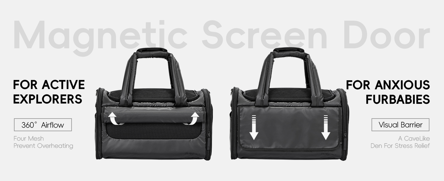 Транспортна переноска для собак та котів, чорна, M - складана переноска для подорожей літаком, авто та потягом