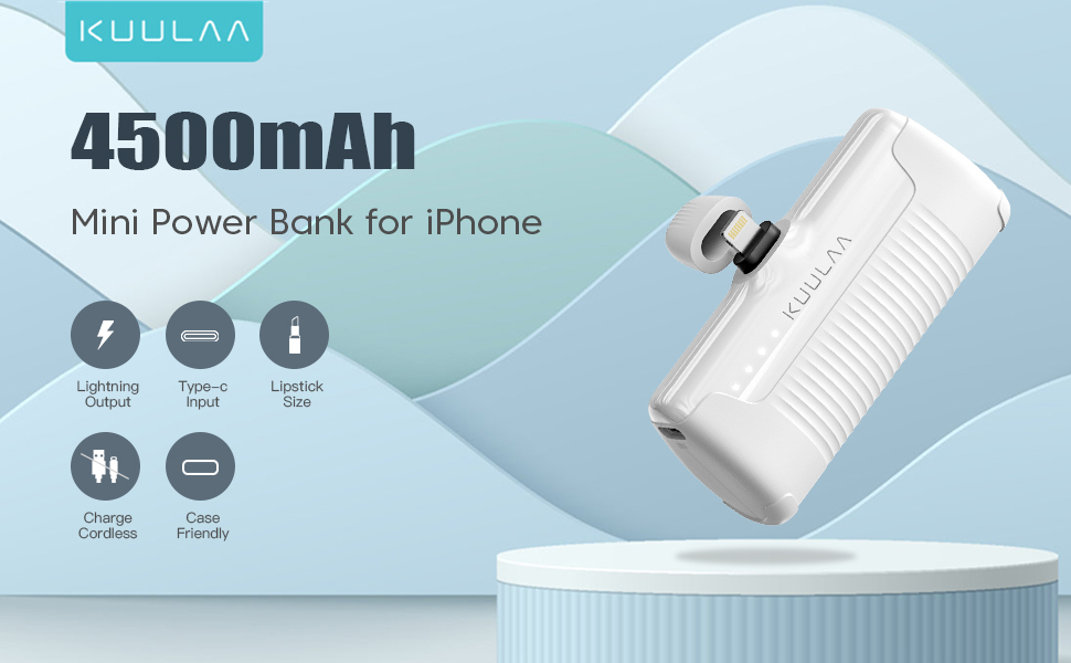 Power Bank 4500mAh PD для iPhone: компактний акумулятор для швидкої зарядки, сумісний з iPhone 14, 13, 12, 11, XS, XR, X, 8, 7, 6. Колір: кремовий