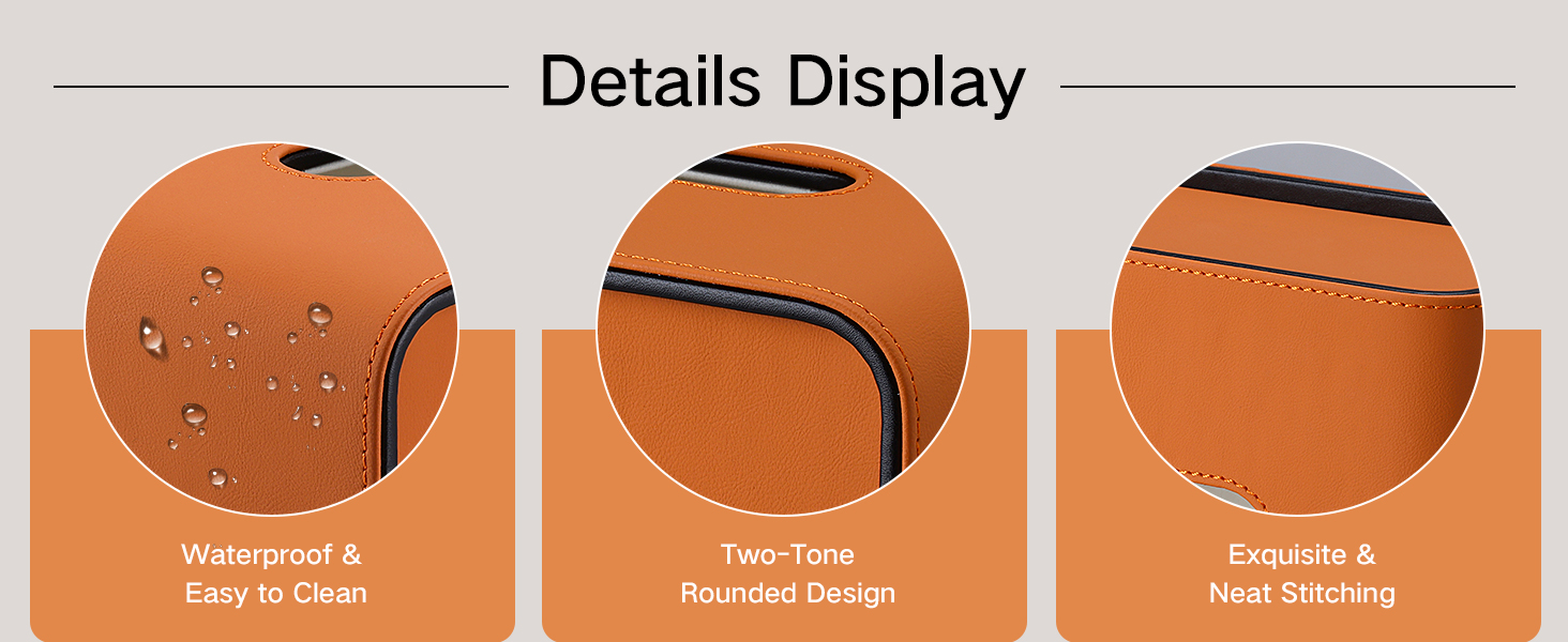 Скринниця для серветок GORESE, шкіряна, квадратна, 15x15x15.8 см, помаранчевий колір