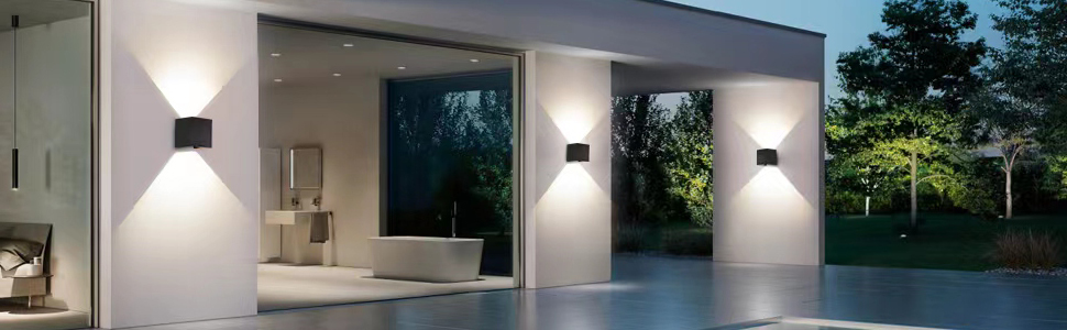 LED-водостійка настінна лампа FUPE 15W для внутрішнього та зовнішнього використання. Регульований кут світла, 3 кольори, IP65, алюміній, квадратна, чорна. Комплект 1