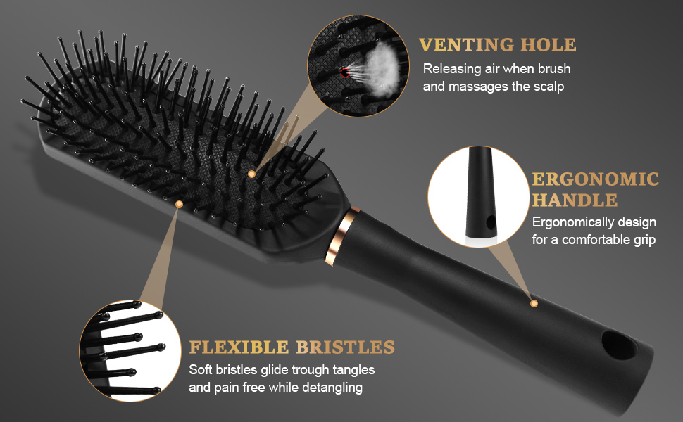 Набір для чоловічого стайлінгу DUAUIU: гребінець для волосся, щітка, текстурування, розчісування, укладання. Чорний колір.