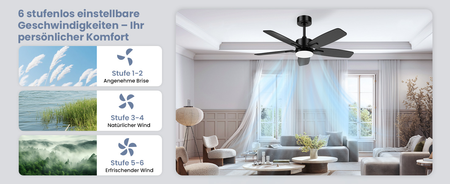 Стелянка вентилятор 106 см з підсвіткою та двосторонніми лопатями, тихий вентилятор з LED-лампою та пультом керування, для спальні та вітальні, DC мотор, штанга темне дерево