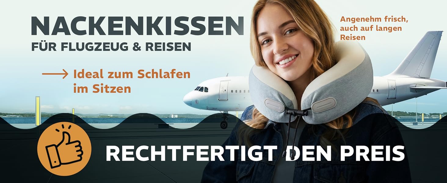 Подушка для шиї Sei Design для подорожей на літаку з Memory Foam, сірого кольору 32x32x11 см