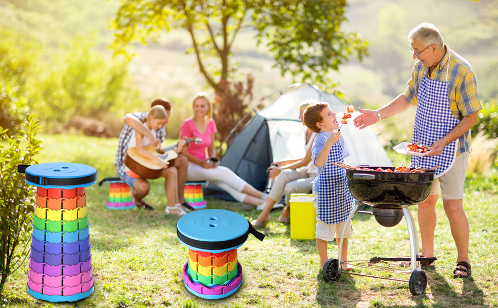 Складний туристичний стільчик Alevmoom, телескопічний, для кемпінгу, риболовлі, BBQ, 600lbs, колір: сіро-зелений (райдужний)