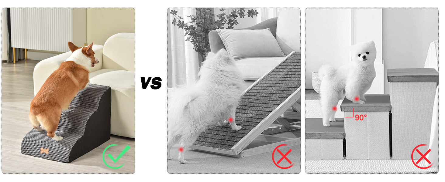 Сходинки для собак Непфайві: 3 сходинки, сірі, 60x40x40 см. Зручні для маленьких собак, знімний, пральний чохол, антиковзаюче покриття