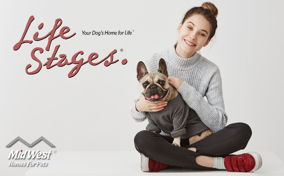Кія для собак Midwest Homes Life Stages 1630DD, чорна, середнього розміру, з подвійними дверцятами, металева, 76x51x53 см