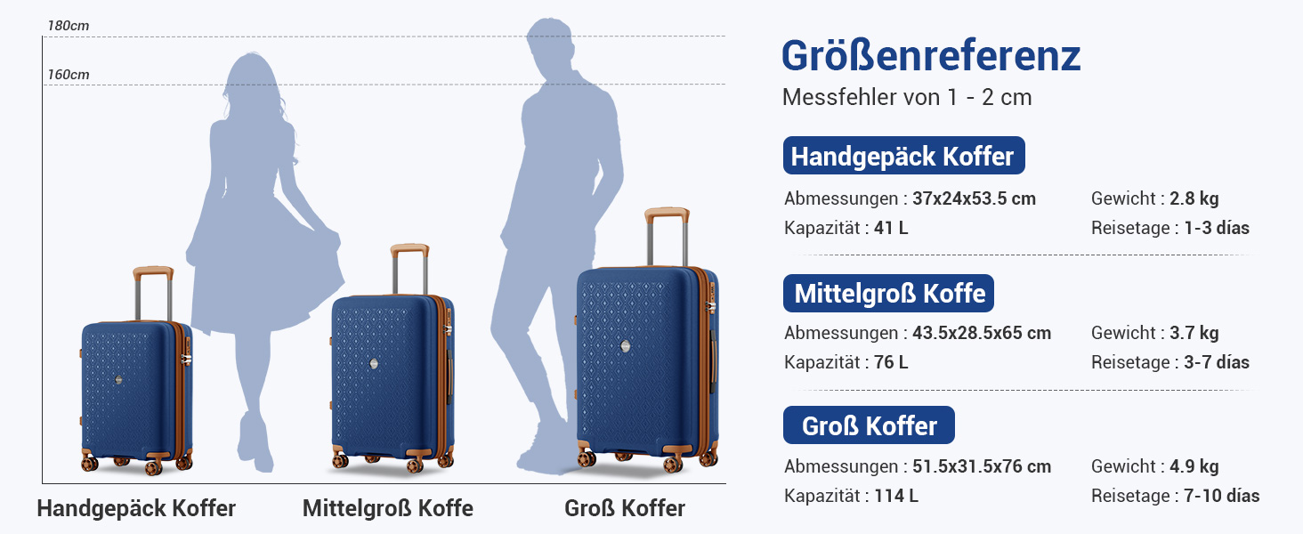 Чемодан KONO великий з підсклянником, жорсткий, легкий, з поліпропілену, розширюваний, з 4 колесами та TSA замком, чорний/коричневий (темно-синій/коричневий, M)