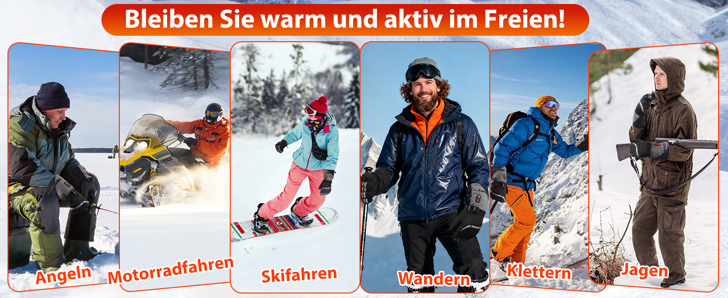 Гріючі рукавички з акумулятором 7.4V 6400mAh USB, 3 режими нагріву, водонепроникні рукавички з підігрівом для зимових видів спорту, катання на лижах, мотоциклі, велосипеді, піших прогулянок