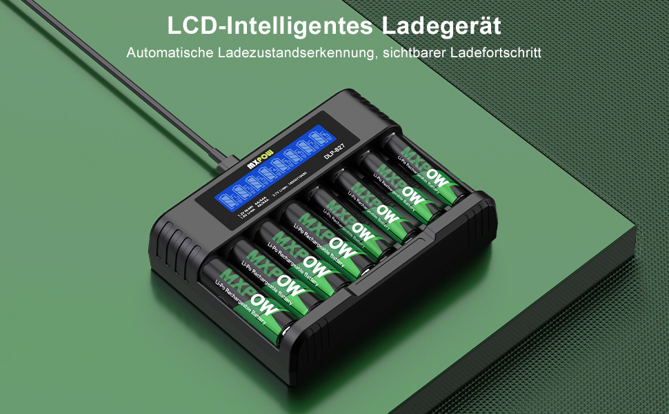 Акумулятори AA та AAA літієві з зарядним пристроєм LCD, 1.5V, 3400mWh (AA x4) та 1200mWh (AAA x4), перезаряджувані