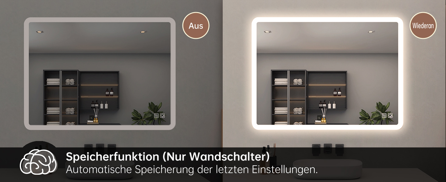 Дзеркало для ванної кімнати LISA LED 70x50 см з підсвічуванням, сенсорне регулювання, антизапар, 3 кольори світла, для ванної, туалету, коридору